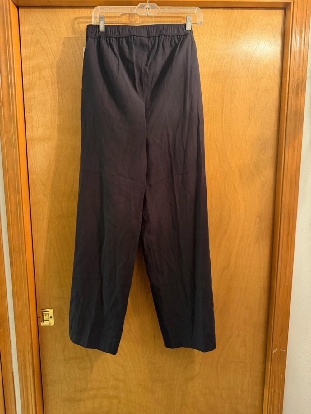 Wide Leg black Elastic Waist Pants
